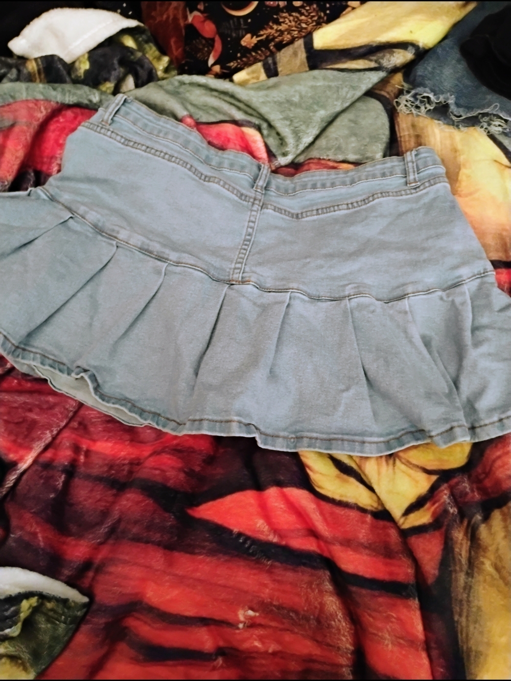Light Blue Denim Ruffle Mini Skirt - Picture 2 of 4